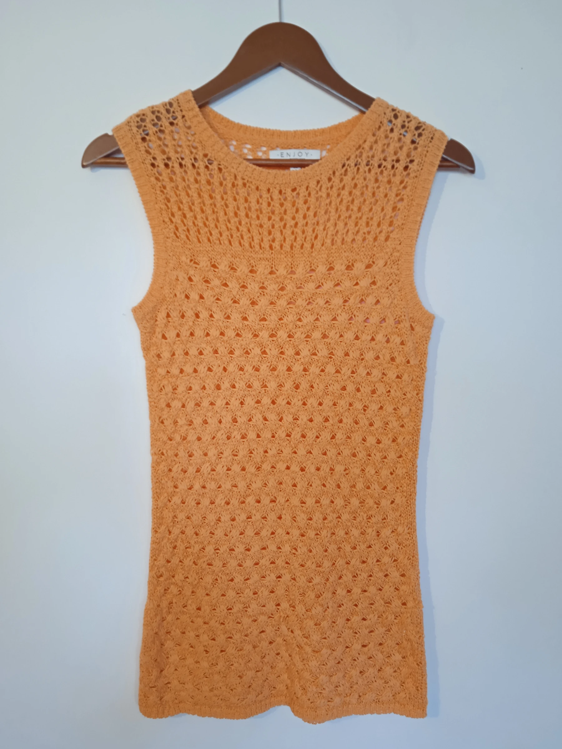 Débardeur long en crochet orange fluo Enjoy taille M/38